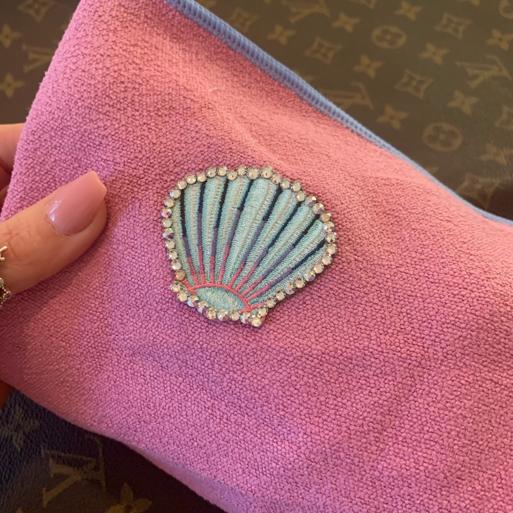 Pink yoga mat towel with Swarovski crystals